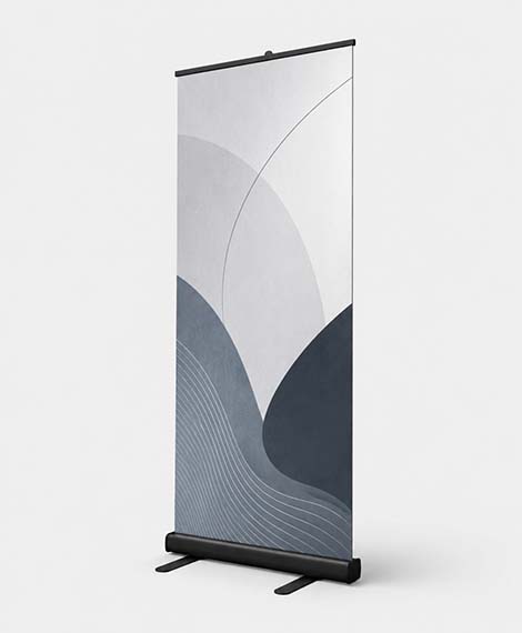 Rollup Eco Black - exempelbild Svart rollup med modern grafisk design